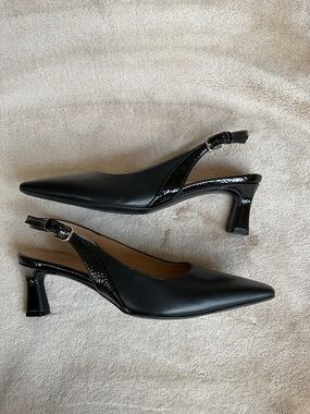 Naturalizer Tansy Classic Black Pointed Slingback Heels Dress Shoe
